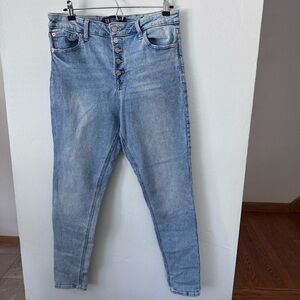 Gap womens light wash button fly high rise 14/32 long